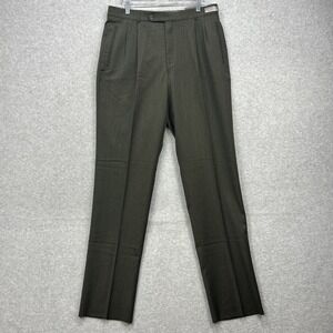 Ballin Classic Pants Mens 35x38 Green Comfort EZE Wool Pleated Unhemmed Flaw NEW